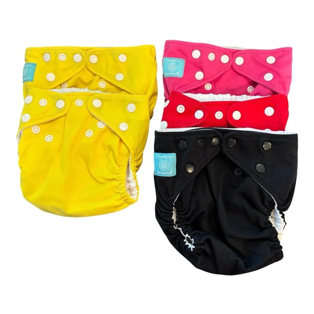 Charlie Banana Cloth Diaper Lot 38 Diapers 38 Inserts Wet Bag 64 Disp Liners